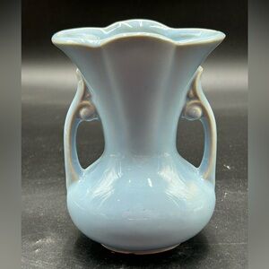 Vintage McCoy USA light Blue double handle Ceramic Vase